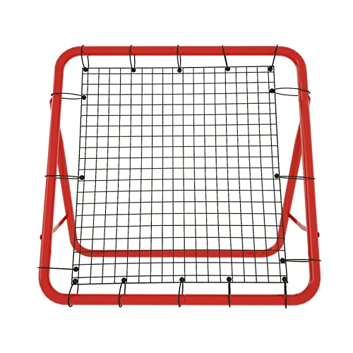 CEEDIR Fußball Rebounder Rebound Netz Kickback Rot Rückprallwand Netz Rebound Kick Trainer Faltbar Kickback Tor Verstellbar 100 x 100 x 65 cm von CEEDIR