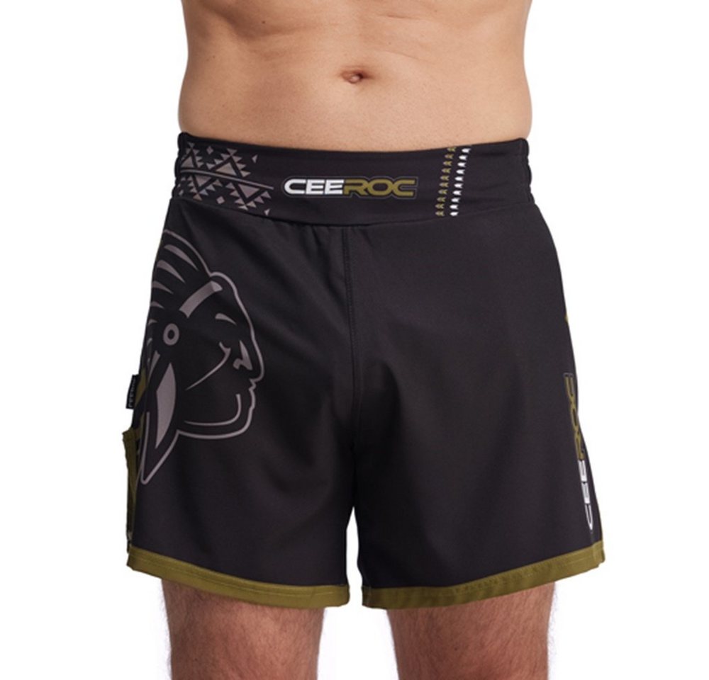 CEEROC Trainingsshorts MMA Shorts, Kampfsporthose kurz, Kickboxen, Crossfit Black/Olive von CEEROC