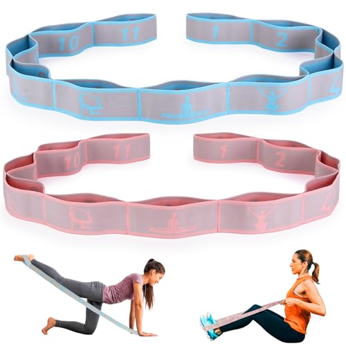 2 x elastische Yoga-Dehnungsbänder mit 11 Schlaufen, CEILIWEN Gummiband für Physiotherapie, Pilates-Stretchband, elastische Übungsbänder, Beindehnungsband, Stretch-Widerstandsbänder für Übungen 2 x elastische Yoga-Dehnungsbänder mit 11 Schlaufen, CEILIWEN Gummiband für Physiotherapie, Pilates-Stretchband, elastische Übungsbänder, Beindehnungsband, Stretch-Widerstandsbänder für Übungen von CEILIWEN