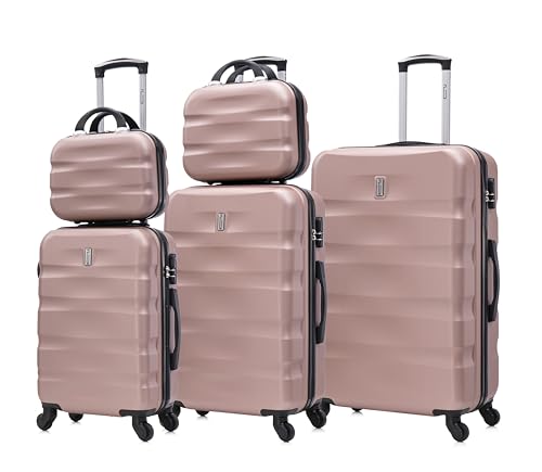 CELIMS - 5-teilige Koffersets | Kabinenkoffer + Mittlerer Koffer + Großer Koffer + 2X Kulturbeutel | Koffer-Set | Roségold CELIMS - 5-teilige Koffersets | Kabinenkoffer + Mittlerer Koffer + Großer Koffer + 2X Kulturbeutel | Koffer-Set | Roségold von CELIMS
