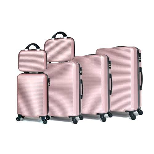 CELIMS - 6-teiliges Koffer Kofferset | Groß 23kg + Mittelgroßer + Kabine + Handgepäck 18" + 2X Kosmetikkoffer | Reisekoffer ABS Leicht | KofferKofferset 4 + 2 | Roségold CELIMS - 6-teiliges Koffer Kofferset | Groß 23kg + Mittelgroßer + Kabine + Handgepäck 18" + 2X Kosmetikkoffer | Reisekoffer ABS Leicht | KofferKofferset 4 + 2 | Roségold von CELIMS