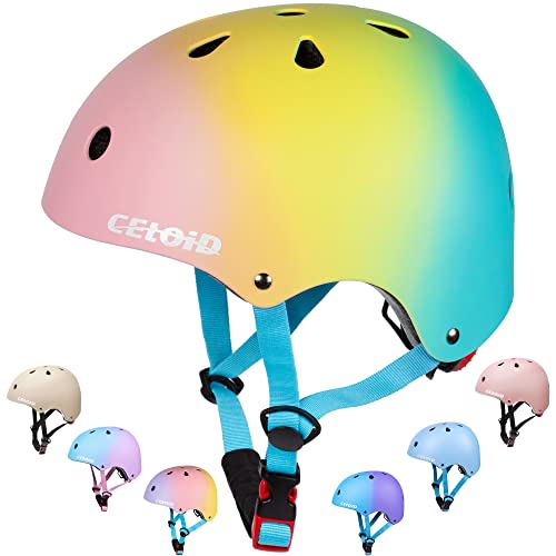 CELOID Kinder Fahrradhelm, Kleinkind Skateboard Helme für Alter 3-5-8 Jahre Jungen Mädchen, verstellbare Multi-Sport Fahrrad Skateboarding Fußball Roller Skating Roller,Pink-Blue von CELOID