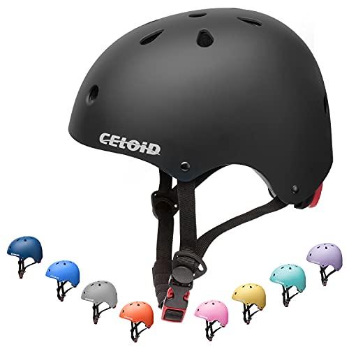 CELOID Kinder Jugend Fahrradhelm,Kleinkind Skateboard Helme für Alter 3-5-8 Jahre Jungen Mädchen,verstellbare Multi-Sport Fahrrad Skateboarding Klettern Skating-Rolle,Schwarz von CELOID