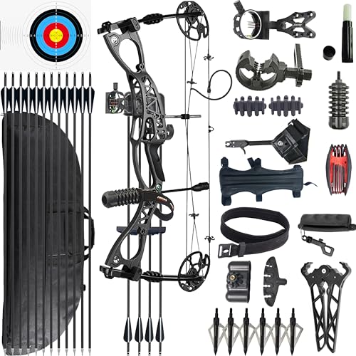 CENWTY 0-70 LBS Compound Bogen Set Erwachsene, Zuglänge 18"-30", Bogenschießen Jagdbogen mit allem Zubehör für Bogenschießen Jagd Zielschießen Praxis LRT/RTH (Schwarz) von CENWTY