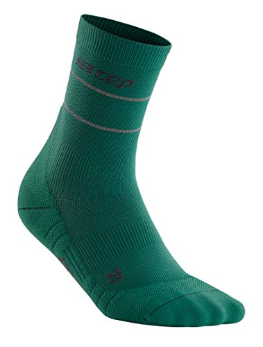 CEP Damen Reflective Mid-Cut Socks Laufbekleidung Kompressions-Socken Grün - Silber Iv von CEP