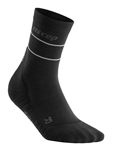 CEP Damen Reflective Mid-Cut Socks Laufbekleidung Laufsocken Schwarz - Silber Iv von CEP