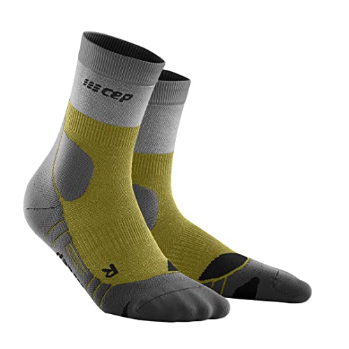 CEP - HIKING LIGHT MERINO MID CUT SOCKS REDESIGN für Herren | Bessere Stabilität dank Wandersocken mit Kompression | Trekkingsocken für leichte Beine in Olive/Grau | Größe IV | L von CEP