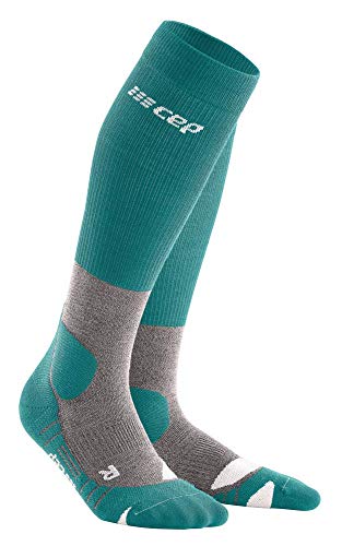 CEP - HIKING MERINO SOCKS REDESIGN für Herren | Knielange Wandersocken mit Kompression | Trekkingsocken für optimale Trittsicherheit in Forestgreen/Grey | Größe V von CEP