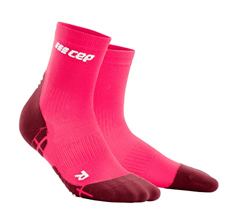 CEP - Ultralight Compression Short Socks für Damen | Kurze Sportsocken mit Kompression in pink/dunkelrot | Größe III | M von CEP