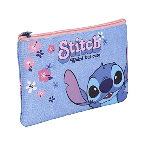 CERDÁ LIFE'S LITTLE MOMENTS - Kleine Make-up-Tasche für Damen, mit Stitch-Motiv, offizielles Disney-Lizenzprodukt., Hellblau von CERDÁ LIFE'S LITTLE MOMENTS