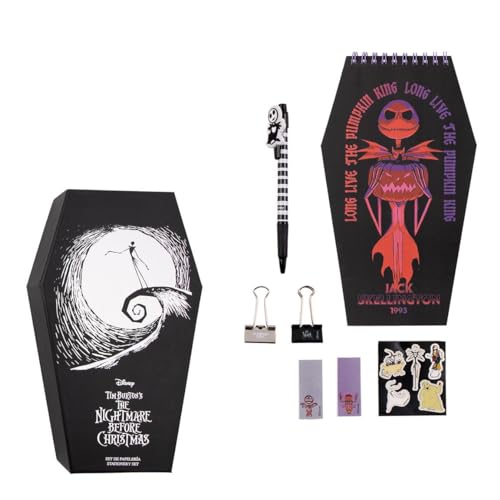 Schreibwarenset "Nightmare Before Christmas", inklusive Notizbuch, Kugelschreiber, Aufkleber, Notizen und Pinzette, Schreibwarenzubehör – Originalprodukt, entworfen in Spanien, bunt, Schreibwaren-Set von CERDÁ LIFE'S LITTLE MOMENTS