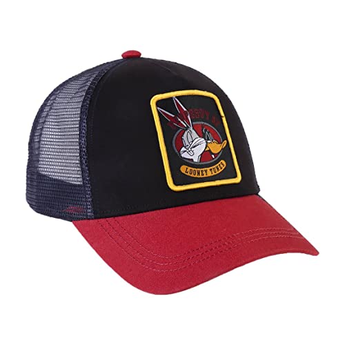 Kappe mit Gewölbtem Schirm Looney Tunes - Schwarz und Rot - Für Erwachsene Passend - Mit Gesticktem Figurenaufnäher - Cap mit Verstellbarem Rückenverschluss - Original Produkt in Spanien Designed von CERDÁ LIFE'S LITTLE MOMENTS