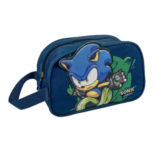 Sonic Prime Reisetasche, Dunkelblau, 16 x 10 x 26 cm, Reißverschluss, vielseitig und langlebig, Originalprodukt, entworfen in Spanien, dunkelblau, Reise-Kulturbeutel mit großem Fassungsvermögen von CERDÁ LIFE'S LITTLE MOMENTS