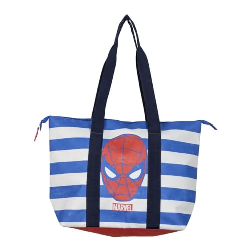 Spiderman Strandtasche - Farbe Blau und Rot - 47x33x15cm - Hergestellt aus Polyester - Stofftasche mit Reißverschluss - Geräumiges Hauptfach - Original Produkt entworfen in Spanien von CERDÁ LIFE'S LITTLE MOMENTS