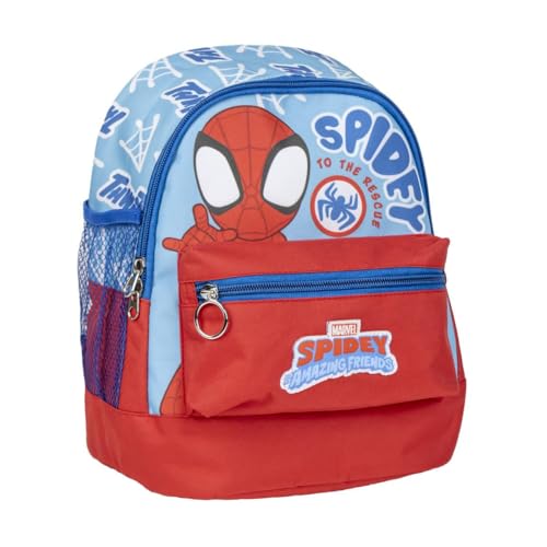 Spidey Trekking Style Backpack - Blau und Rot - 23x27x15 cm - Hergestellt aus Polyester - Mehrere Taschen - Verstellbarer Gürtel und Griffe - Original Produkt Designed in Spain von CERDÁ LIFE'S LITTLE MOMENTS