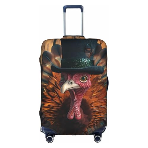 Kofferhülle mit Aufschrift "Happy Thanksgiving with Truthahn", Gepäckhülle, Reiseanzug, Staubschutz für Koffer, mehrfarbig, L(25"-28" Suitcase) von CFAN