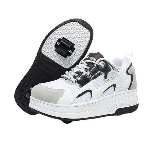 Schuhe mit Rollen für Jungen Mädchen, Mode Kinder Rollschuhe Schuhe mit Rollen,Outdoor Turnschuhe Versenkbarer, 2-in-1 Roller Schuhe Turnschuhe Skateboardschuhe 34-42 EU von CFGYHN