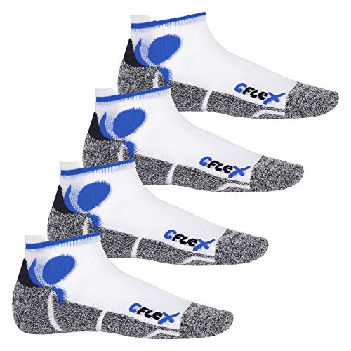 CFLEX Damen und Herren Running Funktions-Sneakersocken (4 Paar) Laufsocken- Weiss-Blau 35-38 von CFLEX