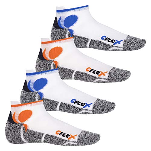 CFLEX Damen und Herren Running Funktions-Sneakersocken (4 Paar) Laufsocken- Weiss-Mix 35-38 von CFLEX