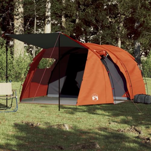 Sportartikel Campingzelt Tunnel 4 Personen grau und orange wasserdicht von CFODOJ