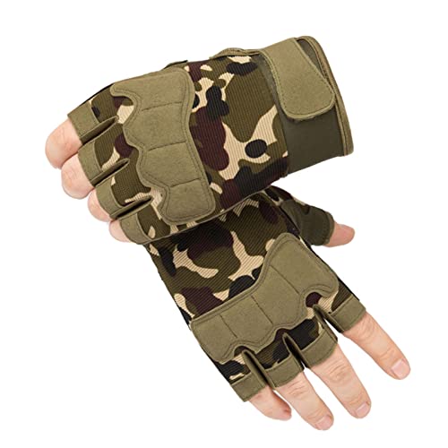 CFTGIW 2 Stück Fallschirmspringer-Schutzhandschuhe, Camouflage-Halbfingerhandschuhe, Outdoor-Motorrad-Fahrradhandschuhe, L 19–20 cm/7,5–7,9 Zoll, Fallschirmspringer-Schutzhandschuhe (XL) von CFTGIW