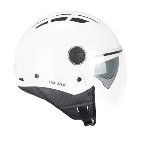 CGM Helm mit offenem Gesicht, 116A Air Mono, Weiß, Größe M (57-58 cm) von CGM