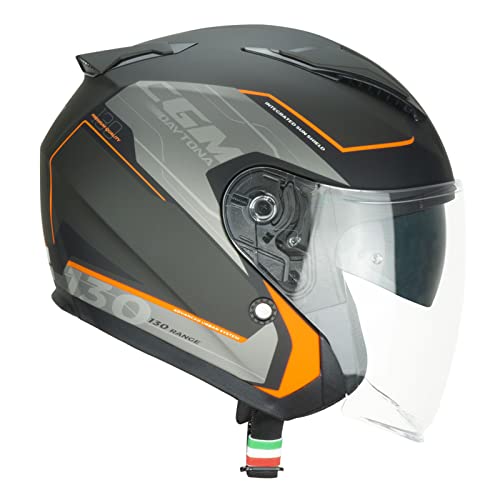 CGM Jethelm, 130A DAYTONA APACHE, grau-orange matt, S (55-56 cm) von CGM