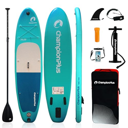CHAMPIONPLUS Aufblasbares Stand Up Paddle Board, 10'6" Standup Paddleboard SUP Zubehör, rutschfeste Deckleine, Sportkamera-Halterungsschlitz, Outdoor-Optionen für Jugendliche und Erwachsene CHAMPIONPLUS Aufblasbares Stand Up Paddle Board, 10'6" Standup Paddleboard SUP Zubehör, rutschfeste Deckleine, Sportkamera-Halterungsschlitz, Outdoor-Optionen für Jugendliche und Erwachsene von CHAMPIONPLUS