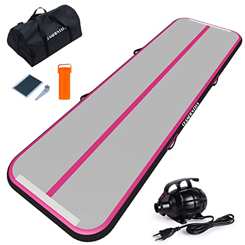 ChampionPlus Aufblasbare Air Matte Track Tumbling Matte 3/4/5/6m Gymnastikmatte Turnmatte mit elektrischer Luftpumpe, Yogamatte, Camping Trainingsmatte, Fitness Yoga Sportmatte（Rosa-Schwarz） von CHAMPIONPLUS