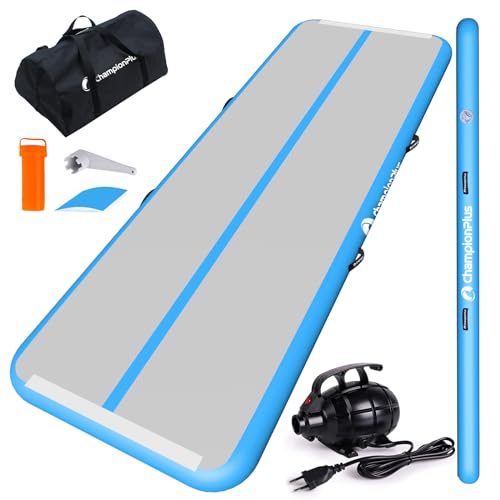 ChampionPlus Aufblasbare Air Matte Track Tumbling Matte 6m Gymnastikmatte Turnmatte mit elektrischer Luftpumpe, Yogamatte, Camping Trainingsmatte, Fitness Yoga Sportmatte（Blau） von CHAMPIONPLUS