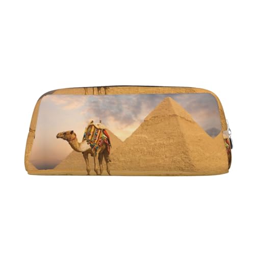 CHANGLEI Camel Federmäppchen aus Leder, personalisierbar, für Mädchen und Jungen, bedruckt, leicht, Schreibwarenetui, silber, Einheitsgröße, Taschen-Organizer von CHANGLEI