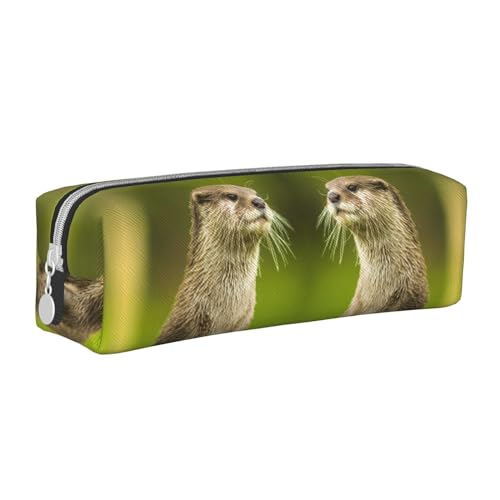 CHANGLEI Clawed Otter Federmäppchen, niedliches Leder-Federmäppchen, bedruckt, leicht und kompakt, Schreibwaren-Organizer-Box, weiß, Einheitsgröße, Taschen-Organizer von CHANGLEI