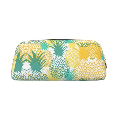 CHANGLEI Federmäppchen aus Leder, Motiv: tropische Ananas, personalisierbar, für Mädchen und Jungen, bedruckt, leicht, Schreibwarenetui, gold, Einheitsgröße, Taschen-Organizer von CHANGLEI