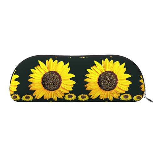 CHANGLEI Federmäppchen mit Sonnenblumen-Motiv, aus Leder, bedruckt, leicht, für Schreibwaren, Kosmetik, Aufbewahrungstasche, silber, Einheitsgröße, Taschen-Organizer von CHANGLEI
