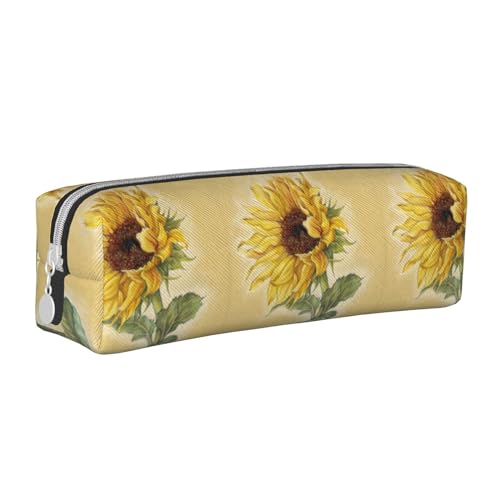 CHANGLEI Federmäppchen mit Sonnenblumen-Motiv, bedruckt, leicht, kompakt, Schreibwaren-Organizer-Box, weiß, Einheitsgröße, Taschen-Organizer von CHANGLEI