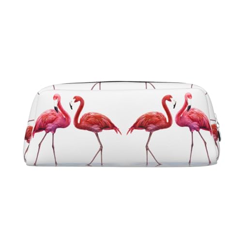 CHANGLEI Federmäppchen mit niedlichem Flamingo, personalisierbar, aus Leder, für Mädchen und Jungen, bedruckt, leicht, Federmäppchen, silber, Einheitsgröße, Taschen-Organizer von CHANGLEI