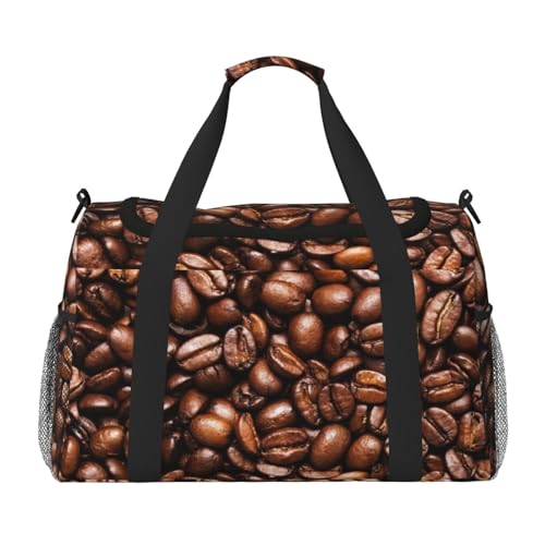 Lustige Reisetasche mit gerösteten Kaffeebohnen, für Damen und Herren, bedrucktes Polyester, Tragetasche mit Schultergurt, Schwarz , Einheitsgröße von CHANGLEI