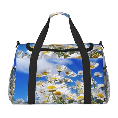 Reisetasche mit duftenden Blumen für Damen und Herren, bedrucktes Polyester, Tragetasche mit Schultergurt, Schwarz , Einheitsgröße von CHANGLEI