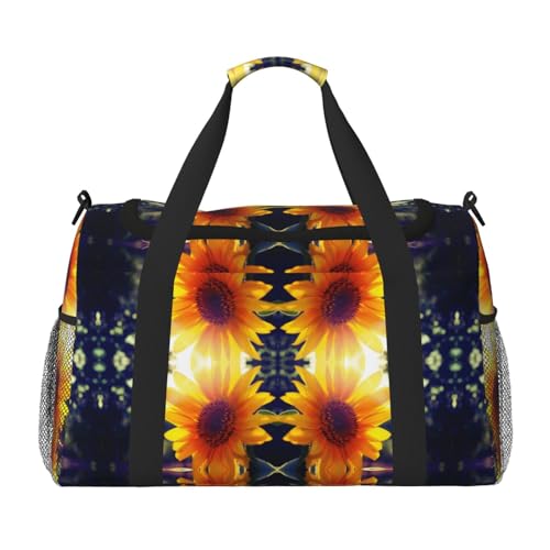 Sunflower Sunshine Reisetasche für Damen und Herren, bedruckt, Polyester, Tragetasche mit Schultergurt, Schwarz , Einheitsgröße von CHANGLEI