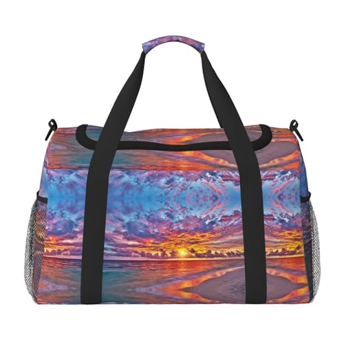 Sunset Seaside Reisetasche für Damen und Herren, bedrucktes Polyester, Tragetasche mit Schultergurt, Schwarz , Einheitsgröße von CHANGLEI