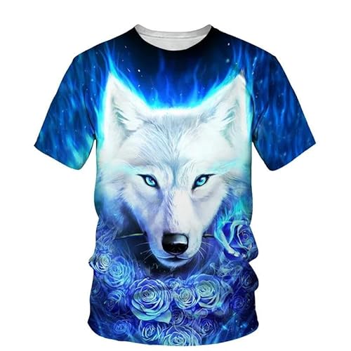 CHANYI Herren 3D Druck T-Shirt 3D Tier Druck T Shirt Mode Wolf Muster Tops Casual Oansatz Übergroßen T-Shirt Sommer Hip Hop Harajuku Streetwear Kleidung von CHANYI