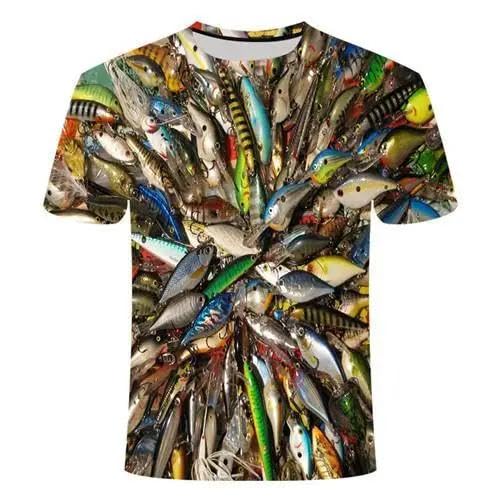 CHANYI Herren 3D Druck T-Shirt Angeln T-Shirt Stil Lässig Digital Fisch 3D-Druck T-Shirt Männer Frauen T-Shirt Sommer Kurzarm O-Ausschnitt Oberteile T-Shirts von CHANYI