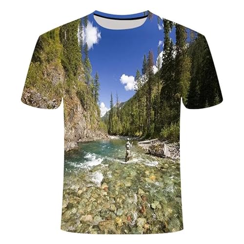 CHANYI Herren 3D Druck T-Shirt Angeln T-Shirt Stil Lässig Digital Fisch 3D-Druck T-Shirt Männer Frauen T-Shirt Sommer Kurzarm O-Ausschnitt Oberteile T-Shirts von CHANYI