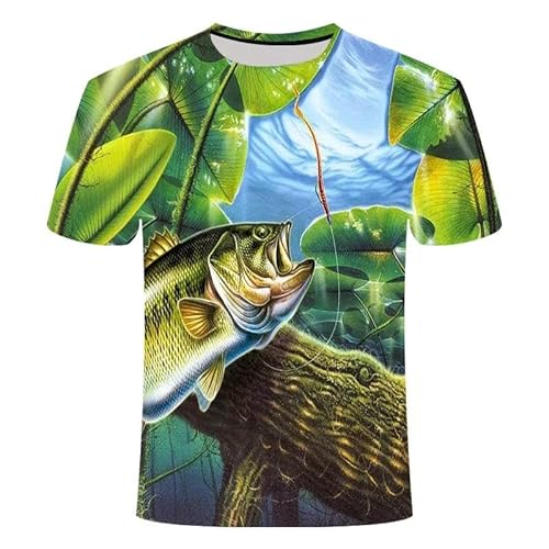 CHANYI Herren 3D Druck T-Shirt Angeln T-Shirt Stil Lässig Digital Fisch 3D-Druck T-Shirt Männer Frauen T-Shirt Sommer Kurzarm O-Ausschnitt Oberteile T-Shirts von CHANYI