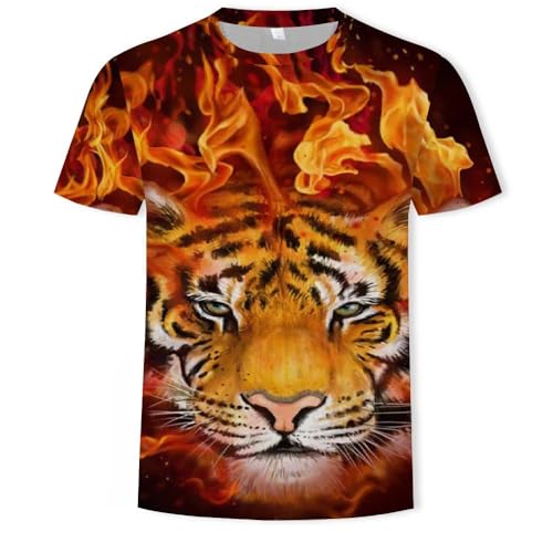 CHANYI Herren 3D Druck T-Shirt Animal Tiger 3D-Druck Mode Herren- Und Damen-T-Shirt Lässiger O-Ausschnitt Lose Herrenbekleidung Atmungsaktives Hip-Hop-T-Shirt Für Herren von CHANYI