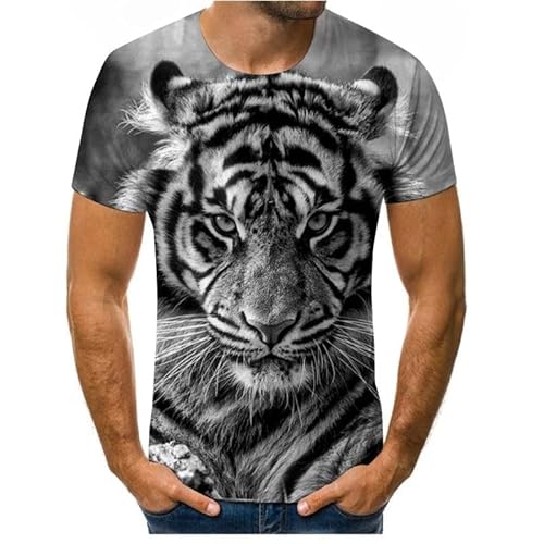 CHANYI Herren 3D Druck T-Shirt Animal Tiger 3D-Druck Mode Herren- Und Damen-T-Shirt Lässiger O-Ausschnitt Lose Herrenbekleidung Atmungsaktives Hip-Hop-T-Shirt Für Herren von CHANYI