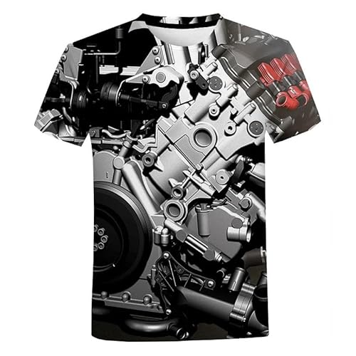 CHANYI Herren 3D Druck T-Shirt Auto Motor 3D Gedruckt T-Shirt Männer Frauen Mode Lässig Kurzarm Unisex Hip Hop Harajuku Stil Übergroßen T Shirt von CHANYI