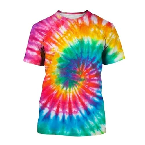 CHANYI Herren 3D Druck T-Shirt Bunte Tie Dye Muster 3D Druck T-Shirts Männer Frau Harajuku Streetwear Oansatz T-Shirt Hip Hop Kinder Unisex Tees Tops Kleidung von CHANYI