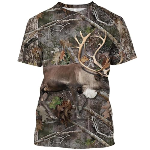 CHANYI Herren 3D Druck T-Shirt Camo Wild Jagd Tier Drucken Herren T-Shirt 3D Hd Sommer Casual Fashion Street Neutral Kurzarm Lose Bequeme Kleidung von CHANYI