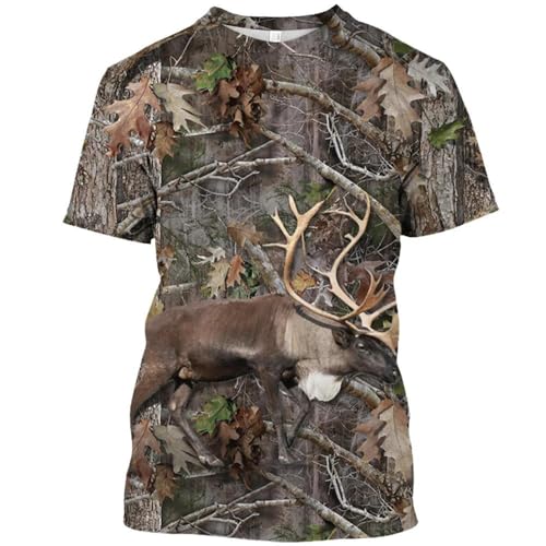 CHANYI Herren 3D Druck T-Shirt Camo Wild Jagd Tier Drucken Herren T-Shirt 3D Hd Sommer Casual Fashion Street Neutral Kurzarm Lose Bequeme Kleidung von CHANYI